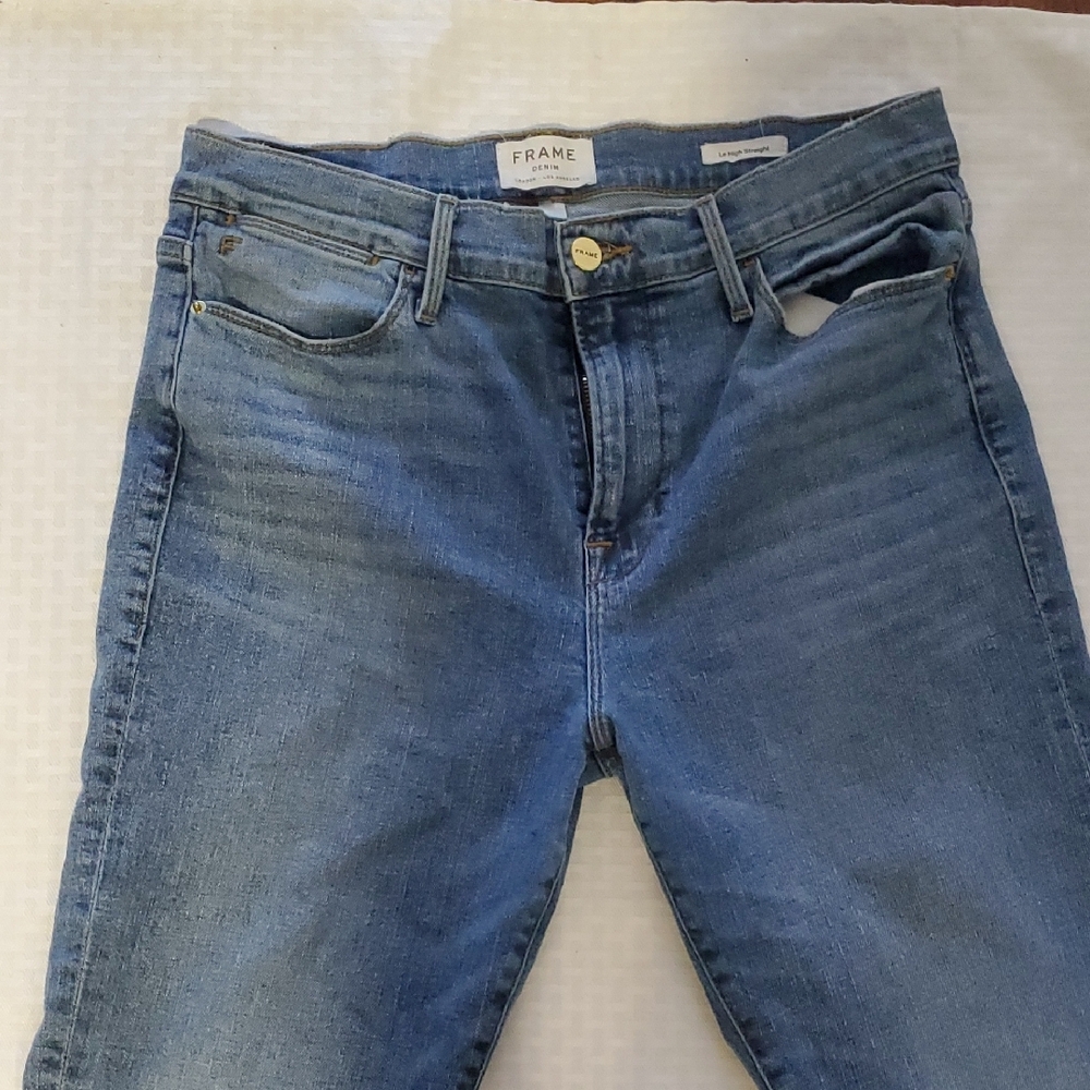 Frame Le High Straigh Denim Blue Ankle Cropped Jeans - Picture 2 of 12